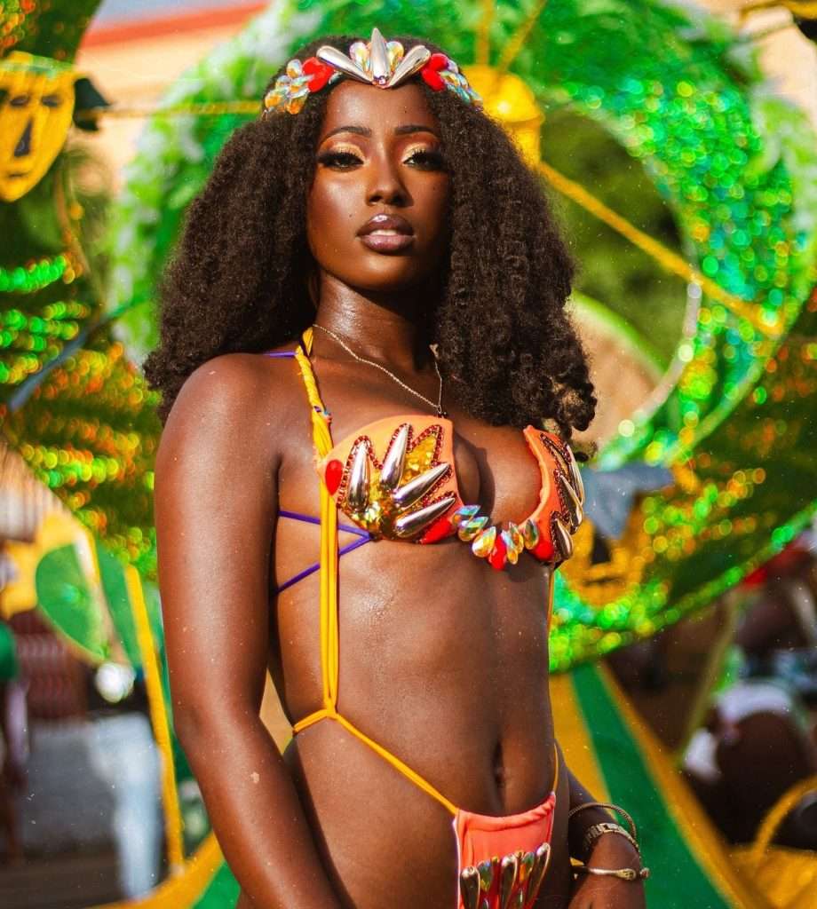 Caribbean Model CTara Richardson stuns in a colorful Caribbean carnival costume
